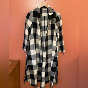 Ali Golden Raw Silk Duster in Black and White Gingham (let’s trade!!!)